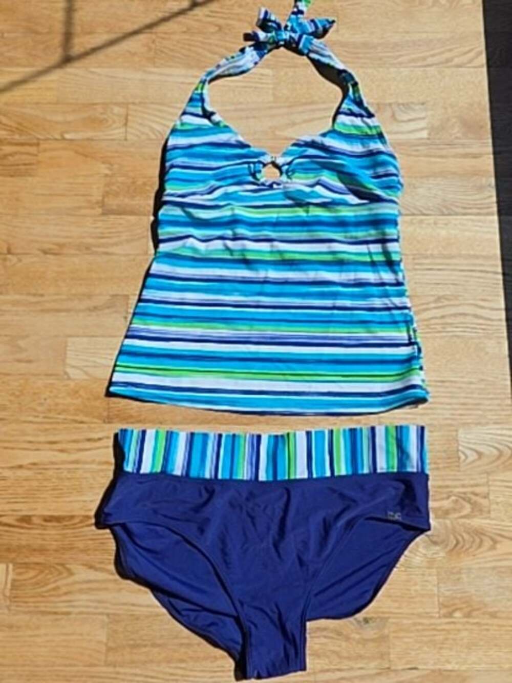 (12/32) Point Zero Swimwear Striped Halter Top Point Zero Swim Set Y2K 90s Beach